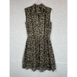 Dex‎ Dress Womens Large Sleeveless Leopard Print Collared Button Down Animal